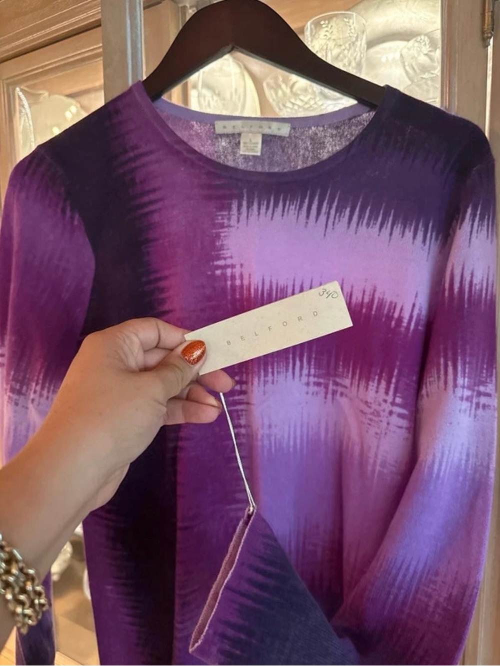 Belford Cashmere Women's Purple Ombre Crew Neck Sweater